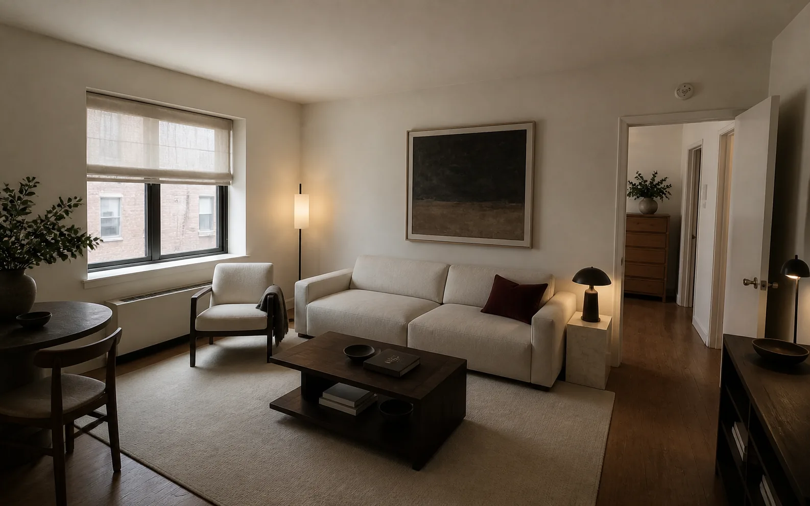 Warm living room redesigned with Interizo AI interior design
